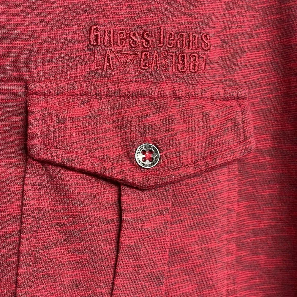 G by Guess‎ Brand Men's XXL Short Sleeve T-shirt V-neck Red Classic - Picture 5 of 6